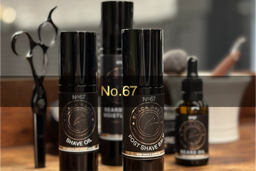 Opstelling Black Raven No.67 producten in een barbershop
