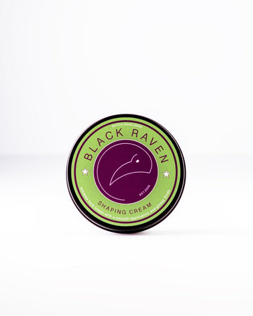 Black Raven Shaping Cream for hair, providing extreme hold with a smooth application and glossy finish.