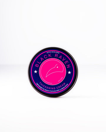 Black Raven Thickening Cream. Lightweight texture formula with a matte finish.